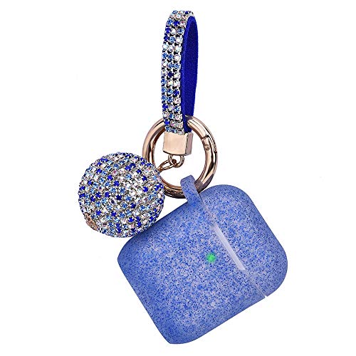Apple Airpods Case Keychain, Filoto Airpods Silicone Glittery Case, Scratch Proof and Drop Proof Air Pods Protective Cover Skin with Shiny Ball Key Chain (Sapphire Blue)