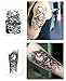 DaLin Large Temporary Tattoos Half Arm Tattoo Sleeves 15 Sheets, Robot Arm, Dead Skull, Koi Fish, Lion, Owl, Dragon, Tiger Fake Tattoos for Women Men
