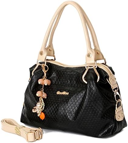 Bagtopia Women's Fashion Leather Top-handle Handbags OL Casual Tote Crossbody Shoulder Bag Satchel Purse (2193 Black)