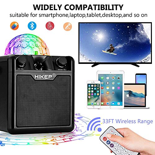 HIKEP Bluetooth Karaoke Machine with Disco Ball, Karaoke Home System Portable PA System