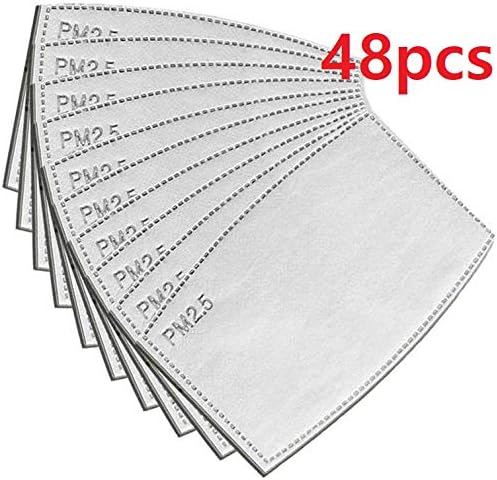 [US Stock] 48PCS PM2.5 Activated Carbon Filter Face Cover Breathing Insert Protective Mouth 48PCS PM2.5 Activated Carbon Filter Face Cover Gasket Adult (4pcs X 12)…