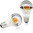 Half Chrome Light Bulb Dimmable 6W (60W Equivalent) A19 A Shape Decorative LED Edison Bulb Silver Mirror Reflected Light 2700