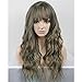 RightOn 23’’ Women Girls Lovely Synthetic Mix Color Long Curly Wigs Pin Curls with Neat Bangs Hairnet Included (Mix Brown)