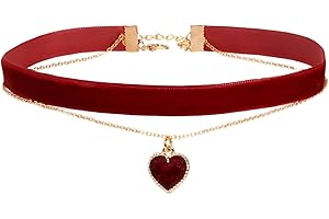 Black Choker Necklace for Women Red Black Heart Choker Vintage Velvet Collar Necklaces Halloween Christmas Jewelry Accessory 