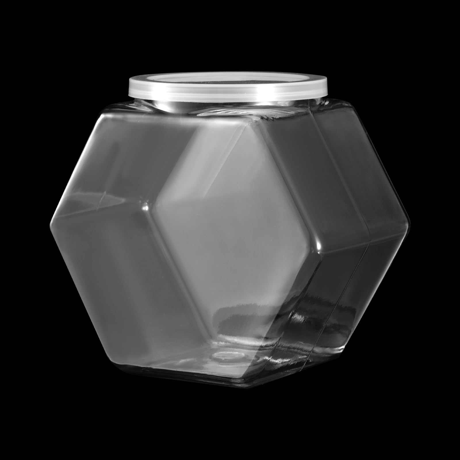 Photo 1 of 1 Piece Hexagon Plastic Jars 29 OZ Candy jars with lids Small Candy Jar Cookie Jar for Kitchen Clear Hexagonal Candies Containers for Snacks Candies Cookie Dog Treats Coffee Craft Sewing Supplies