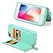 LAMEEKU iPhone 7 Plus Wallet Case, iPhone 8 Plus Leather Wallet Case, RFID Blocking Shockproof Credit Card Holder Case with Zipper Wallet, Protective Cover for Apple iPhone 7 Plus/8 Plus - Mint Green