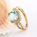 GULICX Jewelry Trendy Rings Light Blue Crystal Rhinestone Ring Gold Tone Finger Ring Size 7,8,9,10