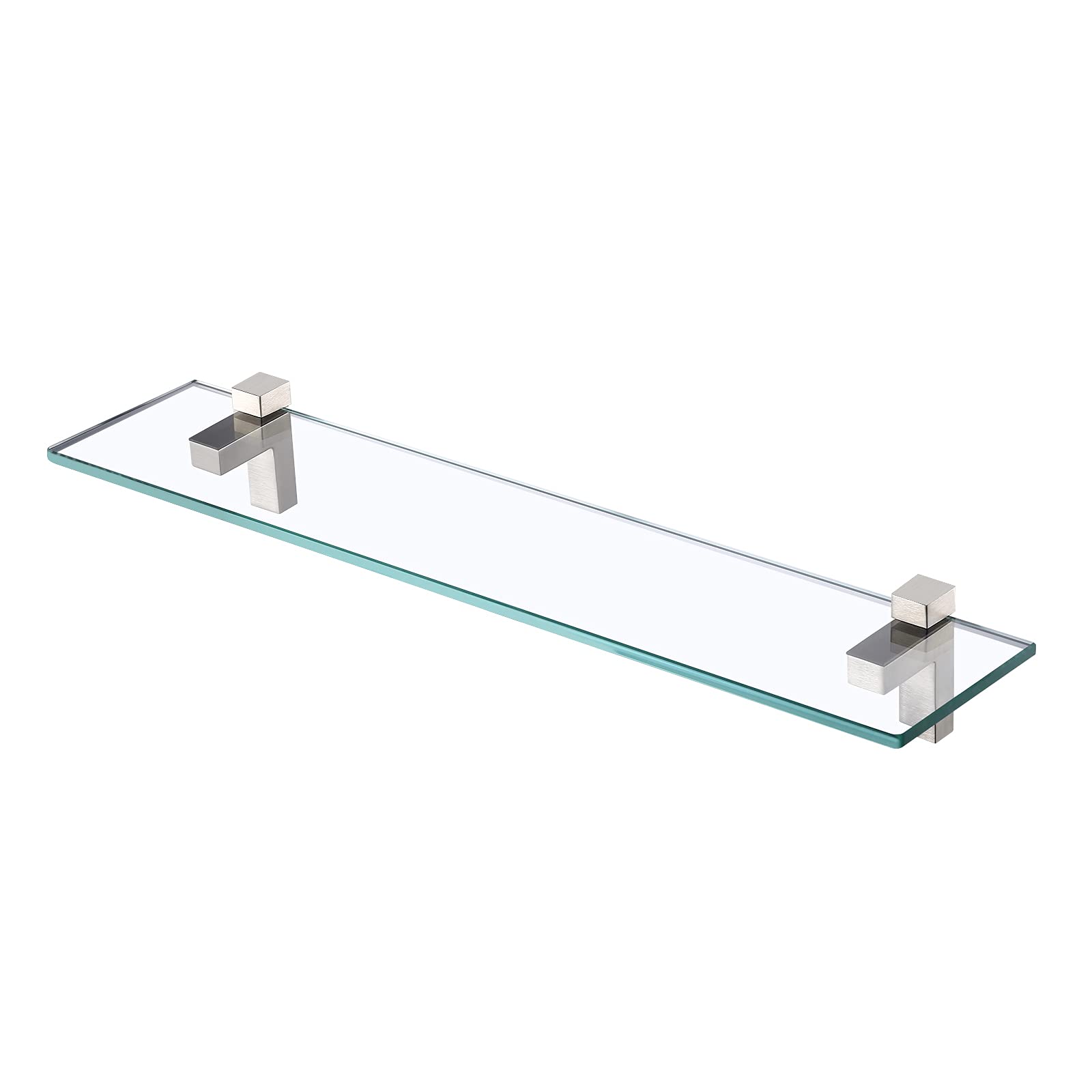 KES Tempered Glass Shelf 60CM Bathroom Shelf Wall Mounted 8MM Extra-Thick Rectangular Brushed Nickel Bracket, BGS3201S60-2