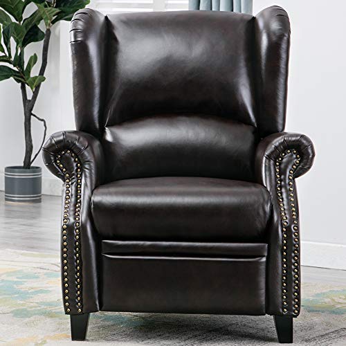 Buy Traditional Wingback Pushback Recliner Chair Solid Wood Legs Manual