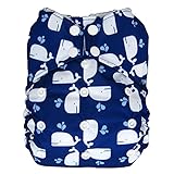 Reusable All-in-one AIO Baby Cloth Diaper One Size Fit 10-33 Lbs (Whale)