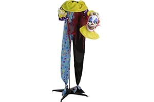 Haunted Hill Farm Life-Size Scary Animatronic Talking Clown with Touch Activated Lights and Sounds, Battery Operated Indoor or Covered Outdoor Halloween Decoration