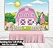 Funnytree 7x5ft Cartoon Farm Animals Party Backdrop Pink Barn Girl Baby Shower Birthday Photography Background Cow Grass Rustic Barnyard Scenic Banner Cake Table Decoration Photo Booth Props