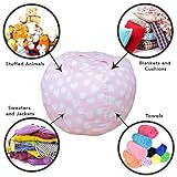 Stuffed Animal Storage Bean Bag Chair - Premium Seat - Easy Solution for Extra Toys / Blankets / Covers / Towels / Clothes (Pink)