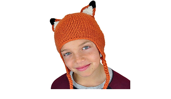 Kids Fox Beanie Hat with Ears - Neon 