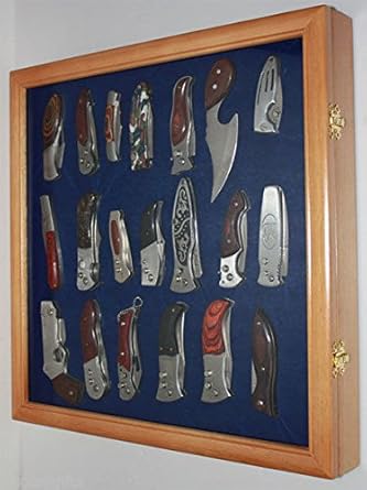 Amazon Com Oak Knife Display Case Shadow Box Wall Cabinet With