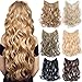 EMERLY Secret Halo Hair Extensions 20inch One Piece Highlight Invisible Crown Headband Hairpieces Hidden Elastic Miracle Fish Wire Synthetic Wavy Ombre Hair Extensions