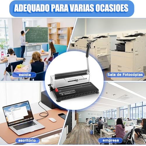 34 Furos Design ajustável Máquina de Encadernação, Encadernadora, Encadernadora Perfuradora, Encadernadora Perfuradora para Espiral, Encadernadora Perfuradora Manual, Suporte para Papel A4 E A5