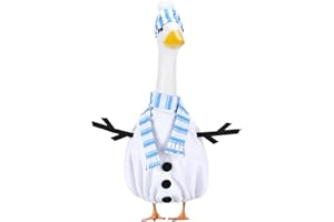 EKOREST Christmas Snowman Porch Goose Outfits for 23 Inch Lawn Statue, Winter Costume for Plastic/Cement Statue, Duck Sculpture Clothes for Xmas Yard Patio Party Decoration