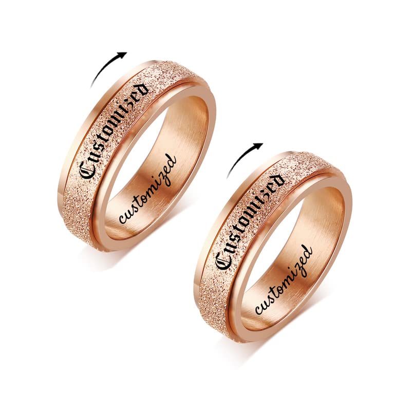 4EAELove Custom Engraved Promise Rings For Couples - 8mm Wide Titanium Steel, Personalized Text Or Patterns - View #7