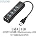 BSTUOKEY High Speed 5Gbps 4-Port Aluminum USB 3.0 Hub Switch with LED Indicator DC port/Micro USB port(Black)