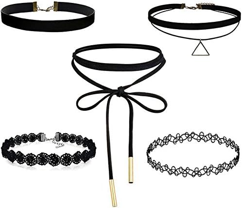 Elegant Rose 6-8PCS Womens Black Velvet Choker Necklace for Women Girls Lace Choker Tattoo Necklace (8pc a set)