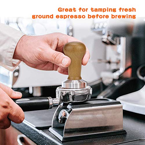 Kaffee Tamper 51mm Holz, Espresso Tamper Set Mit Avec Coussin en Silicone, Edelstahl Barista Tamper Presse 51mm Für… – Bild 6