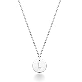 Miabella 925 Sterling Silver or 18K Yellow Gold Plated 925 Sterling Silver Dainty Round Initial Pendant Necklace for Women, Adjustable Chain 18 to 20 Inch, Letters A-Z, Made in Italy