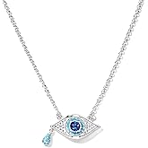 Cicy Bell Evil Eye Necklace for Women 18k Gold Plated Pendant Necklace Cubic Zirconia Turquoise Dainty Trend Jewelry Gift, 16.1" + 1.9" Extender
