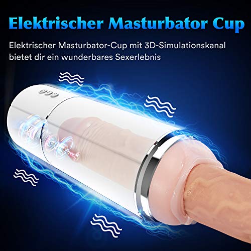 Automatischer Masturbator Cup Männer Sexspielzeug mit 4Klemmenfunktion und 10Vibrationsmodi,Elektrische BlowJob Cup Wie echte Oralsex Masturbieren mann mit 3D-Kanalstimulation Fondlove