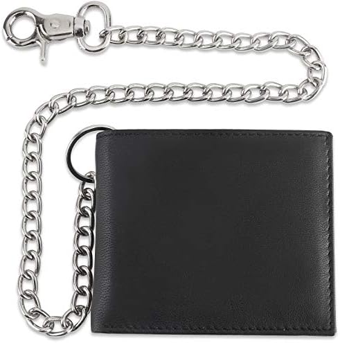 Amazon.com: Threecattles Mens Boys Simple Leather Chain Wallet