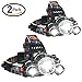 2 Pack Brightest and Best High Powered Lumen Bright Headlight Headlamp Flashlight Torch 3 XM-L2 T6 LED with Rechargeable Batteries and Wall Charger for Hiking Camping Riding Fishing Hunting