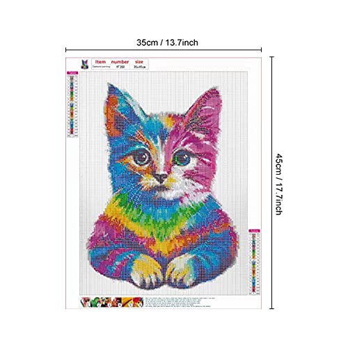 DIY Diamond Painting Kit Cats 13.7 x 17.7 inch, 5D Full Drill Rhinestone DIY Crafts for Adults & Kids Colorful Cat Crystal Gem Arts Painting Perfect for Home Wall Decor