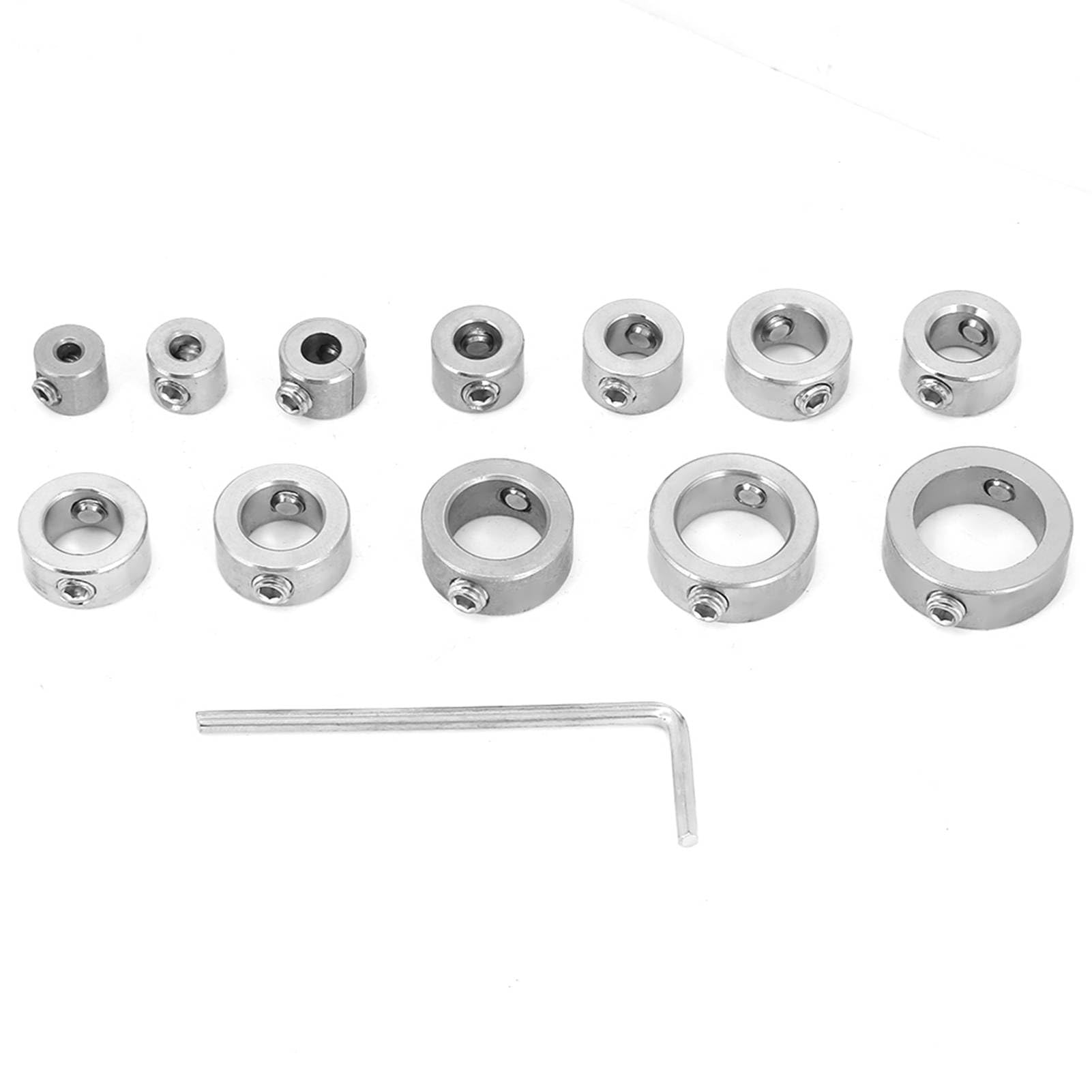FTVOGUE Drill Bit Depth Stop Collar Kit 12pcs 3-16mm Stainless Steel Drilling Limit Ring with Hex Wrench
