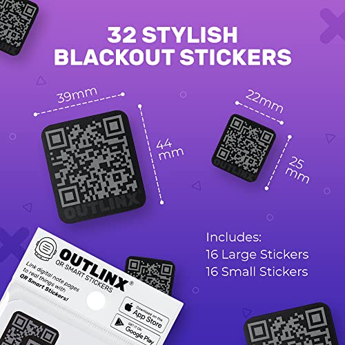 Outlinx Smart QR Code Stickers, QR Code Labels for Storage for Boxes and Appliances, Fast & Easy