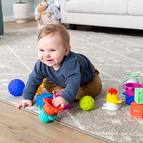 Infantino Sensory Balls, Blocks & Cups 16 Piece Set Textured, Soft