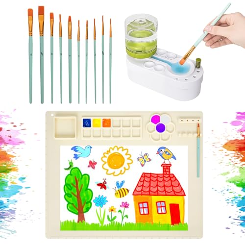 2025 New Painting Station, Paint Brush Cleaner (Pre-Assembled) and Silicone Painting Mat 20