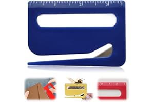 TOCHAIR Envelope Opener, 2025 Upgrade Letter Opener Envelope Slitter, Mail Opener Tool Package Opener Cutter, Wrapping Paper Cutter Tool with Pointed End & Magnifying Glass & Scale (Blue, 3 pcs)