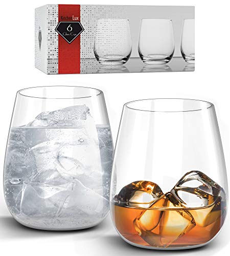  Kitchen Lux 12oz Drinking Glass Tumbler - Set of 6 - Premium Clear Glasses For Wine, Shots, Cocktails, Scotch and All Purpose Drinking Cups - Elegant Stemless Design - Dishwasher Safe    - Thumbnail 3