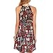 vanberfia Women's Print Chiffon Sleeveless Casual Dress