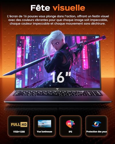 ACEMAGIC Ryzen 7 7730U Laptop (Up to 4.5Ghz) Metal Case 16GB RAM DDR4 512GB SSD Support Extensions 4TB, Backlit Keyboard, 1200 FHD, 3 x USB3.2, WiFi 6, BT5.2, Laptop 16 Inches