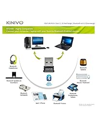 Kinivo BTD 400 Adaptador USB 4.0 de baja potencia con Bluetooth   funciona con Windows 10   8.1   8   7   Vista, Raspberry Pi, Linux