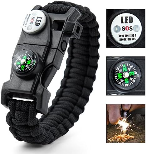 Easymoo Survival Gear Paracord Bracelet Outdoors Survival With Compass Fire Starter And Whistle Emergency Survival Kit