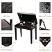 Bonnlo Wooden Piano Bench Keyboard Seat Stool with Music Storage and Padded Cushion - Black