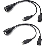 AuviPal 2-in-1 Micro USB to USB Adapter (OTG Cable + Power Cable) for Fire Stick, Playstation Classic and More - 2 Pack