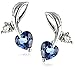 Amazon Collection 10k White Gold Created-Blue-Sapphire and Diamond Accent Leaf Heart Earrings