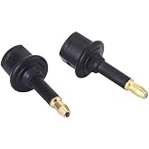 Toslink Female to 3.5mm Jack (Mini Toslink) Male Digital Adapter | Digital Fiber Optic Toslink to 3.5mm Jack Adapter Coupler, Female to 3.5 mm Mini Male Optical Audio Connector Adapter (2PCS)