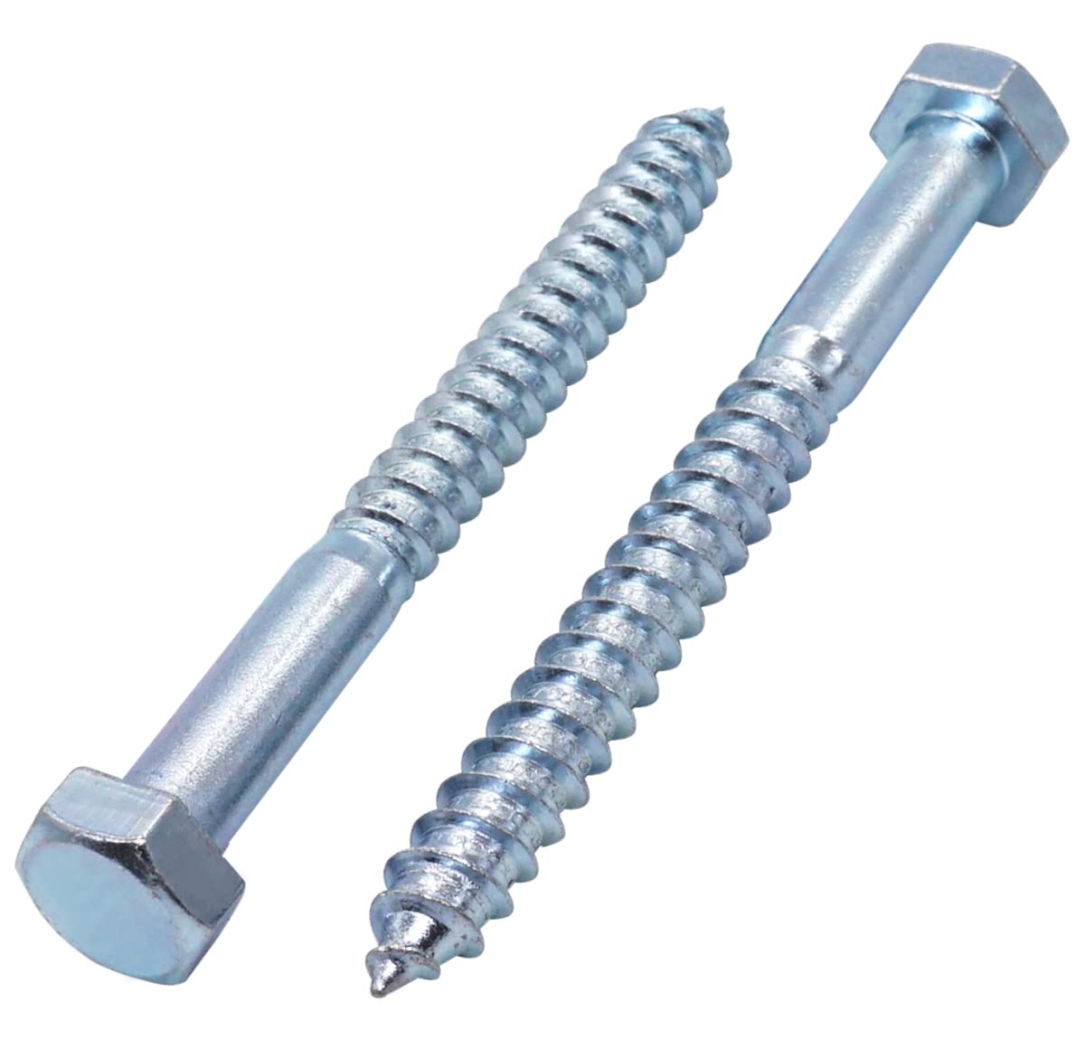 SKIR'CO (8 pcs) DIN 571 Zinc Plated Steel Hexagon Head Wood Screws M12 x 140 mm, Coach Screws, Hex Screw, Lag Bolts