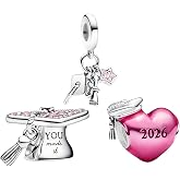 Vegaine Sparkling Pink 2026 Graduation Cap Set Charms Bead Pendant for Bracelets Jewelry Present Charm for Women