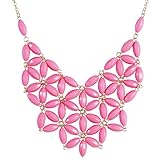 Jane Stone Pink Fashion Necklace Tessellate Necklace Net Statement Beaded Jewelry Bib Jewellery for Women Party Gift(Fn0511-Pink)