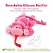 BabyHuggle Pink Monkey Pacifier - Stuffed Animal Binky, Soft Plush Toy with Detachable Silicone Baby Dummy, Paci Clip Leash & Squeaky. Teether Holder. Safe & Soothing Baby Shower Gift for Boys & Girls